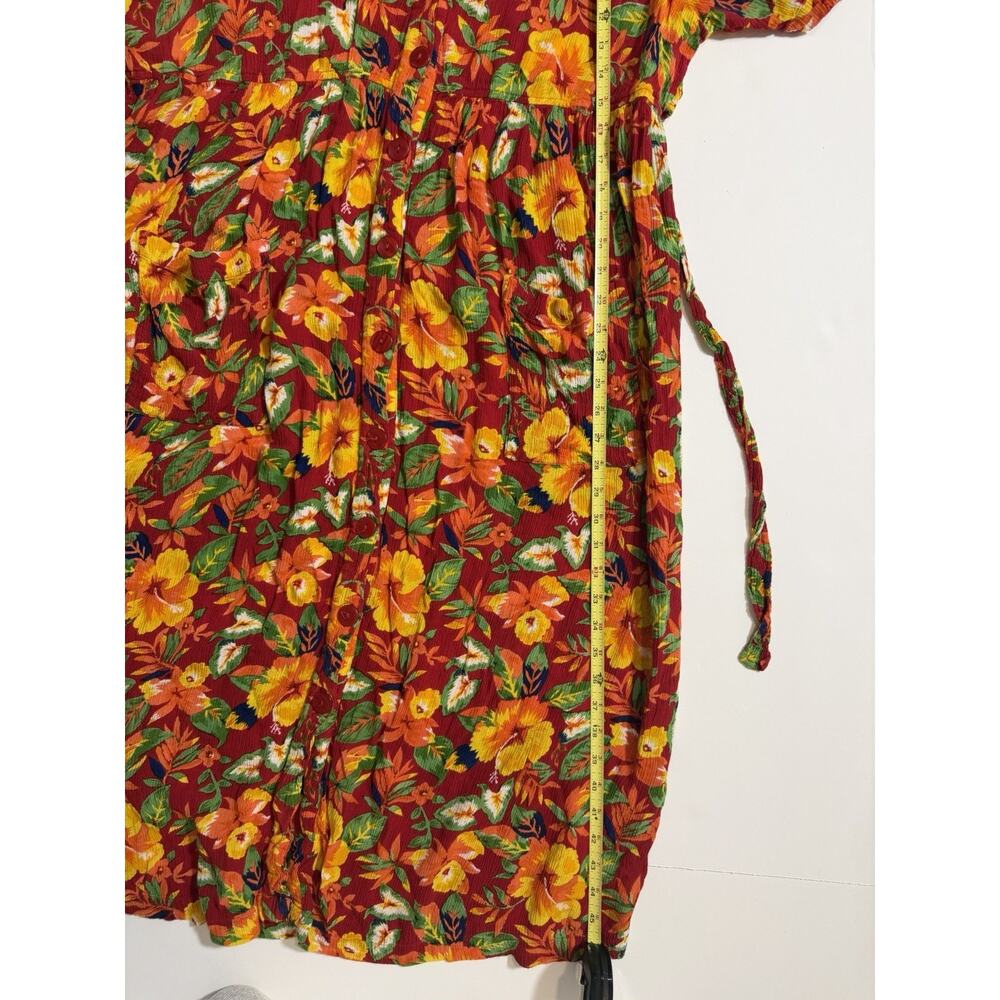 Women’s Cabernet Vibrant Summer Floral Size 1X Button Blouse BeltTie Maxi Dress - Picture 8 of 11